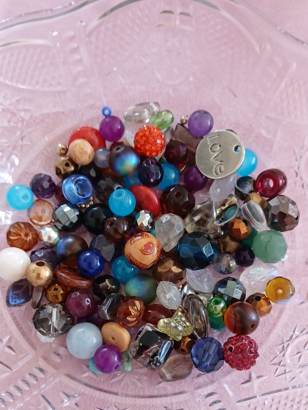 Mixed Color Glass,Crystal And Natural Stone, Gem Stones And Charms